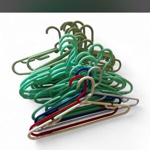 Mixed Color Plastic Closet Hangers - Green, Teal, Blue, Red, Beige